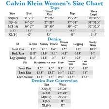 Calvin Klein Clothing Size Chart