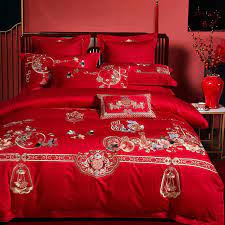 Luxury Red Chinese Style Bedding Set