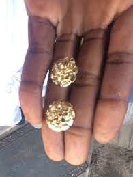 10k gold nugget men earrings