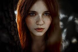 women model redhead face freckles