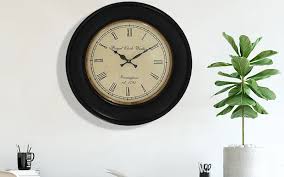 Wooden Round Wall Clock With Black