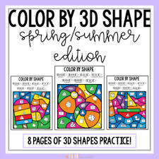 There is also a place for them to trace and color the shape word. Coloring Pages 3d Shapes 3d Shapes Worksheets Color By Code Tpt