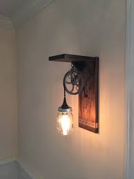 Rustic Steampunk Wall Light With Barn