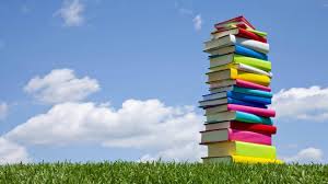 Download Colorful Book Stack Outside Wallpaper | Wallpapers.com