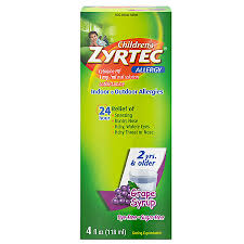 Childrens Zyrtec 24 Hour Allergy Relief Syrup Grape Flavor Grape