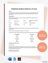 tennessee mobile home bill of