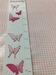 Personalised White Height Chart With Pink Butterflies