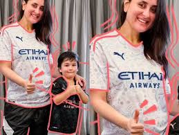 You were born and raised here, then show it to the world. Kareena Kapoor Khan Flaunts Her Baby Bump Cheers With Son Taimur For Manchester City In New Jerseys