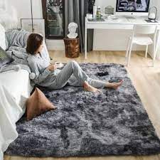 faux sheepskin fur rug 5x7ft grey