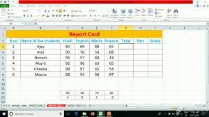report card grade formula in ms excel