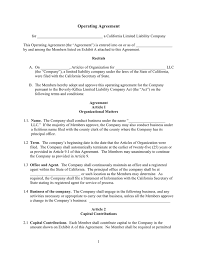 Operating Agreement Template In Word And Pdf Formats