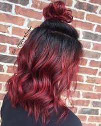 Short red hair with a touch of black looks great, when you get it styled in layers or asymmetrical chops. Red Hair With Shadow Root And Top Knot 54 Likes 2 Comments Jessica Knott Stylist Itsjesshair On Instagr Red Ombre Hair Burgundy Hair Brown Ombre Hair