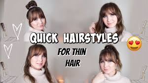 Our stylist reveals the best types of bangs for thin hair, and shows flattering haircuts and hairstyles with fringe for thin & fine hair. Easy 2 Minute Hairstyles For Thin Hair With Bangs Youtube