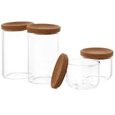 Glass Jars With Cork Lids X4