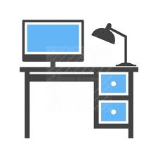 Office Desk Blue Black Icon Iconbunny