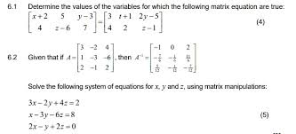 Determine The Values Of The Variables