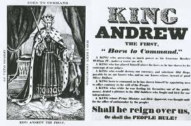 This political cartoon from around the year 1833, portrays andrew jackson dressed in ornate, regal clothing representing a king or monarch. What We Can Learn About Trump From His Favorite President Andrew Jackson Kqed