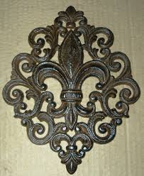 Cast Iron Fleur De Lis Wall Plaque Art