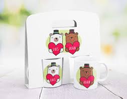 mugs heart teddy bears m m with