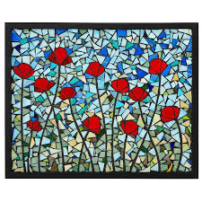 poppies stained glass panel stained