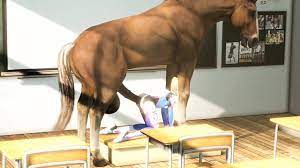 Écolière anime Marie Rose se fait baiser par un cheval dans la salle de  classe