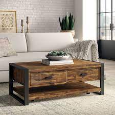 Wrought Iron And Wood Coffee Table With
