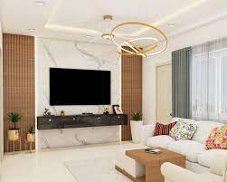 Tv Unit Design With Marble Wall Panel