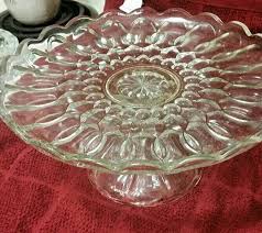 Vintage Pressed Glass Cake Plate On A