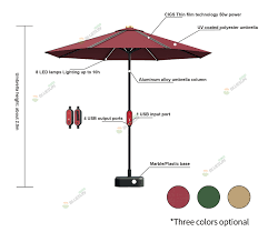Table Round Umbrella Solar Powered Led