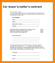 Auto Purchase Contract Form Vehicle Agreement Car Sell