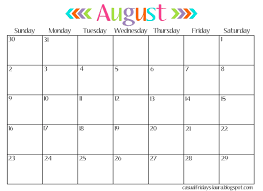 2015 Blank Monthly Calendar 2017 Printable Mesmerizing August