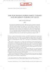 Purchasing power of a currency is measured as the amount of the currency needed to buy a selected product or basket. Pdf The Purchasing Power Parity Theory And Ricardo S Theory Of Value