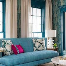 gray and turquoise curtains