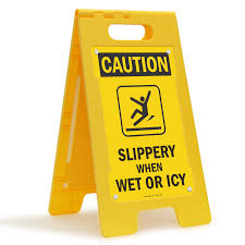 caution slippery when wet or icy