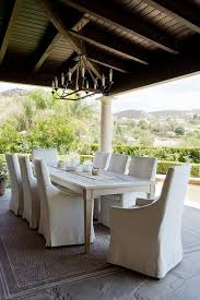 Light Beige Oak Outdoor Dining Table