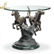 Horse Glass Top Coffee Table For