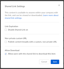 shared link settings box support