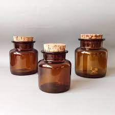 Vintage Pharmacy Jars Amber Brown Glass