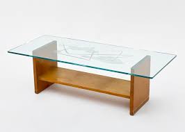 Etched Glass Coffee Table With Abstract