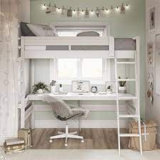 Space offers beautifully made beds at a very affordable price. Amazon Com Dorel Living Harlan Wood Loft Bed With Ladder And Guard Rail Twin White Furniture Decor