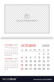 Wall Calendar Planner Template For October 2020