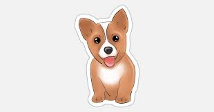 cute brown corgi puppy cartoon sticker