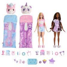 Amazon.com: Barbie Cutie Reveal Gift Set, Cozy Sleepover Set with 2 Dolls &  Pajamas, Sleeping Bags & Bedtime-Themed Accessories : Toys & Games