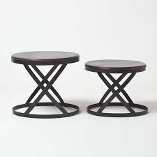 The round tabletop is supported on four legs in the. Soho Round Barrel Nesting Tables Dark