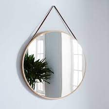 Modern Leather Round Hanging Mirror