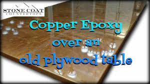 Epoxy resin table top, mdf table top, plywood table, stone coat countertops] thediyplan. Copper Epoxy Over An Old Plywood Table Youtube