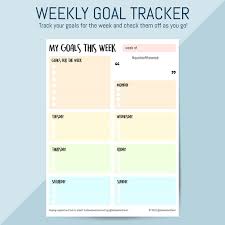 Printable Weekly Goals Chart Print Your Own Tracker For Getting Things Done Instant Download