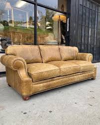distressed leather sofa by lexington