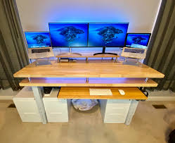 But if not, i hope some. Makeshift Diy Standing Desk Starting From A Gladiator Work Bench With A Butcher Block Top Added On 4 Legs Custom 42 Pullout Drawer And 42 Bamboo Monitor Stand Standingdesk