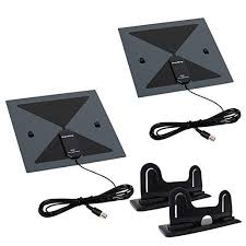 Premwing Indoor Amplified Hdtv Antenna 25 Mile Range Free Local Channels 1080p Hd Vhf Uhf Digital Signal With Suction Cup Table Stand 2 Pack
